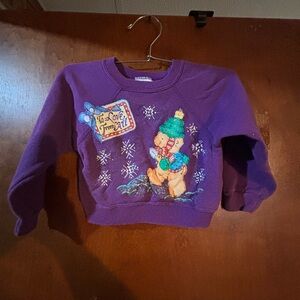 Purple Kids Sweater with Bear Design vintage size 5
